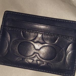 Coach small navy blue card holder